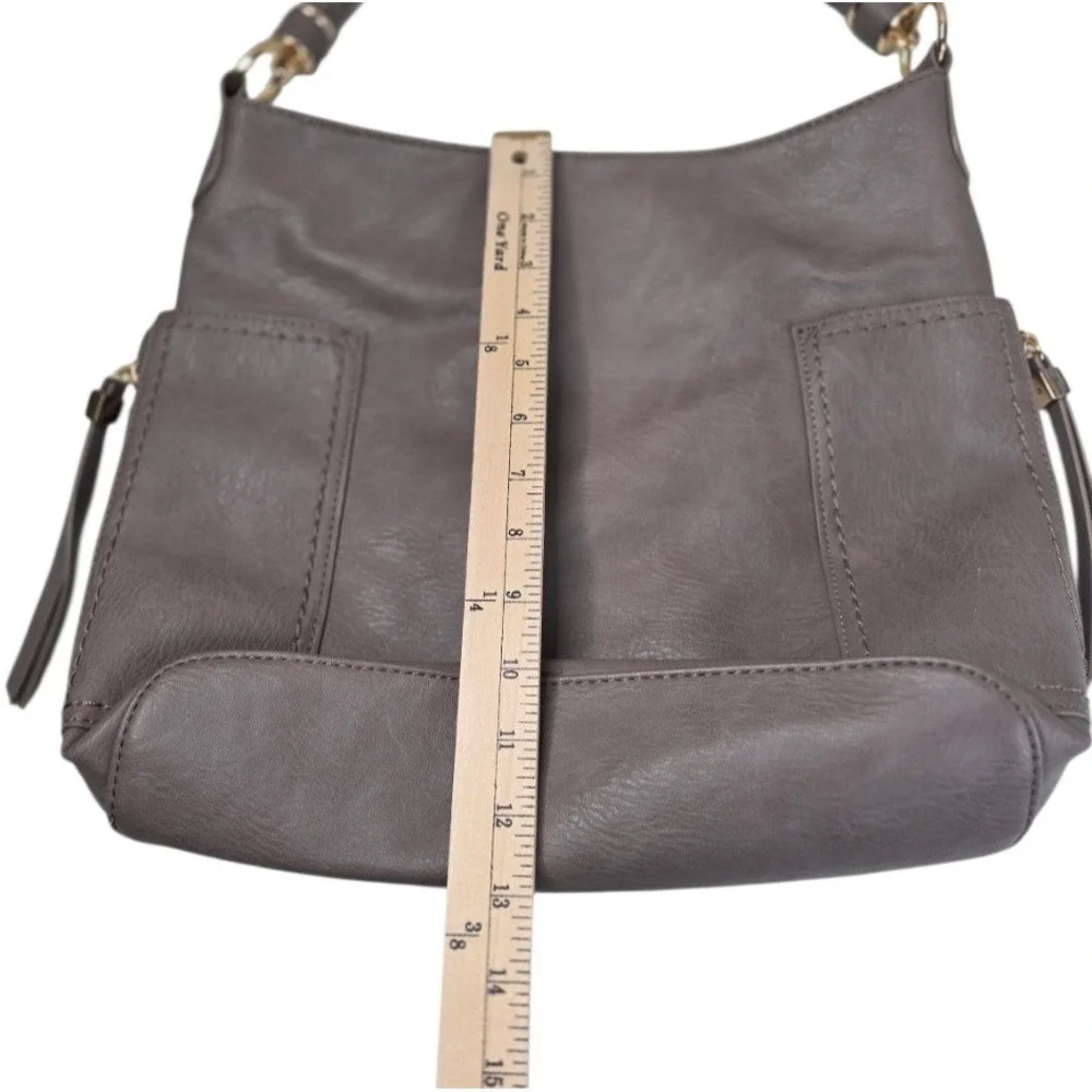 Miztique Gray Faux Leather Hobo Bag Large Braided Handle Western Vegan Everyday